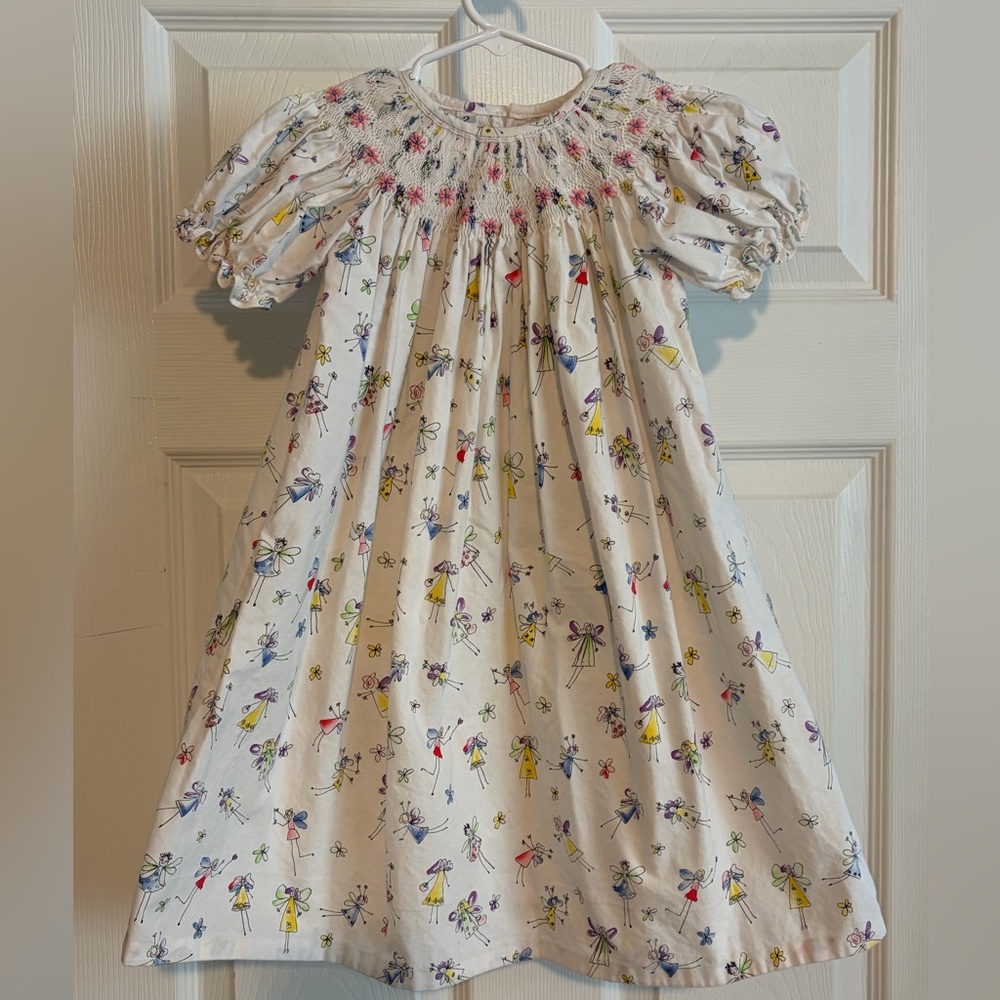 Smocked White Floral and Fairy Children’s  Dress- Size 2
